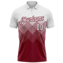 Laden Sie das Bild in den Galerie-Viewer, Custom White Crimson 3D Pattern Design Gradient Square Shape Performance Polo Shirt