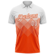 Загрузить изображение в средство просмотра галереи, Custom White Orange 3D Pattern Design Gradient Square Shape Performance Polo Shirt