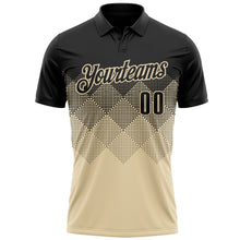 Загрузить изображение в средство просмотра галереи, Custom Black Cream 3D Pattern Design Gradient Square Shape Performance Polo Shirt