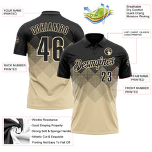 Загрузить изображение в средство просмотра галереи, Custom Black Cream 3D Pattern Design Gradient Square Shape Performance Polo Shirt