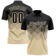 Загрузить изображение в средство просмотра галереи, Custom Black Cream 3D Pattern Design Gradient Square Shape Performance Polo Shirt
