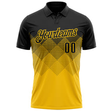 Load image into Gallery viewer, Custom Black Yellow 3D Pattern Design Gradient Square Shape Performance Polo Shirt