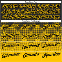 Load image into Gallery viewer, Custom Black Yellow 3D Pattern Design Gradient Square Shape Performance Polo Shirt