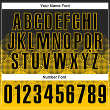 Load image into Gallery viewer, Custom Black Yellow 3D Pattern Design Gradient Square Shape Performance Polo Shirt