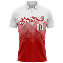 Charger l'image dans la galerie, Custom White Red 3D Pattern Design Gradient Square Shape Performance Polo Shirt