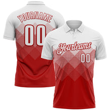 Charger l'image dans la galerie, Custom White Red 3D Pattern Design Gradient Square Shape Performance Polo Shirt