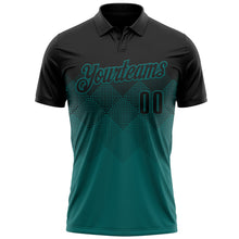 Charger l'image dans la galerie, Custom Black Teal 3D Pattern Design Gradient Square Shape Performance Polo Shirt