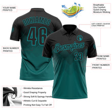 Charger l'image dans la galerie, Custom Black Teal 3D Pattern Design Gradient Square Shape Performance Polo Shirt