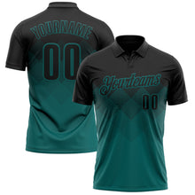 Charger l'image dans la galerie, Custom Black Teal 3D Pattern Design Gradient Square Shape Performance Polo Shirt