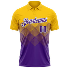 Charger l'image dans la galerie, Custom Yellow Purple-White 3D Pattern Design Gradient Square Shape Performance Polo Shirt