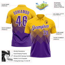 Charger l'image dans la galerie, Custom Yellow Purple-White 3D Pattern Design Gradient Square Shape Performance Polo Shirt