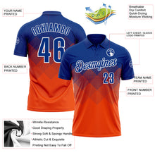 Charger l'image dans la galerie, Custom Royal Orange-White 3D Pattern Design Gradient Square Shape Performance Polo Shirt
