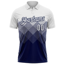 Charger l'image dans la galerie, Custom White Navy 3D Pattern Design Gradient Square Shape Performance Polo Shirt