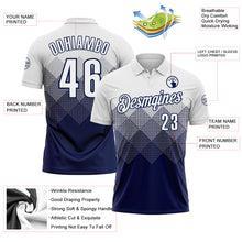 Charger l'image dans la galerie, Custom White Navy 3D Pattern Design Gradient Square Shape Performance Polo Shirt