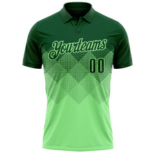 Laden Sie das Bild in den Galerie-Viewer, Custom Green Pea Green 3D Pattern Design Gradient Square Shape Performance Polo Shirt
