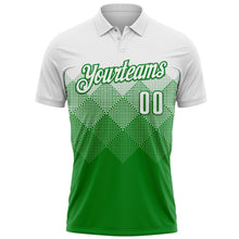 Laden Sie das Bild in den Galerie-Viewer, Custom White Grass Green 3D Pattern Design Gradient Square Shape Performance Polo Shirt