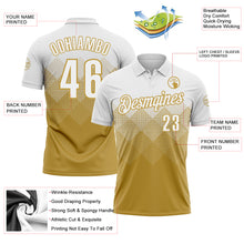 Laden Sie das Bild in den Galerie-Viewer, Custom White Old Gold 3D Pattern Design Gradient Square Shape Performance Polo Shirt