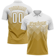 Laden Sie das Bild in den Galerie-Viewer, Custom White Old Gold 3D Pattern Design Gradient Square Shape Performance Polo Shirt