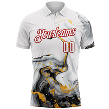 Laden Sie das Bild in den Galerie-Viewer, Custom White Red 3D Bowling Fluid Performance Polo Shirt