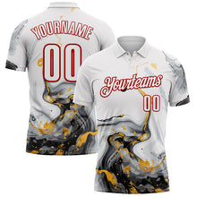 Laden Sie das Bild in den Galerie-Viewer, Custom White Red 3D Bowling Fluid Performance Polo Shirt