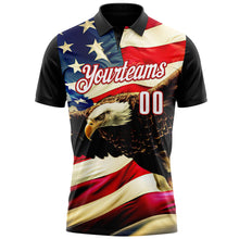 Charger l'image dans la galerie, Custom Black White Red 3D Bowling American Flag Eagle Performance Polo Shirt