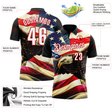 Charger l'image dans la galerie, Custom Black White Red 3D Bowling American Flag Eagle Performance Polo Shirt
