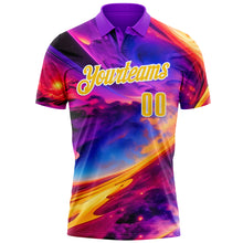 Laden Sie das Bild in den Galerie-Viewer, Custom Purple Yellow-White 3D Bowling Colorful Space Performance Polo Shirt
