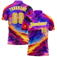 Laden Sie das Bild in den Galerie-Viewer, Custom Purple Yellow-White 3D Bowling Colorful Space Performance Polo Shirt