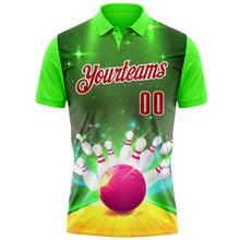 Загрузить изображение в средство просмотра галереи, Custom Green Red-White 3D Bowling Bright Star Performance Polo Shirt
