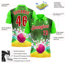 Загрузить изображение в средство просмотра галереи, Custom Green Red-White 3D Bowling Bright Star Performance Polo Shirt