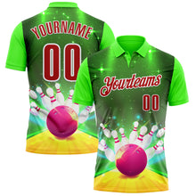 Загрузить изображение в средство просмотра галереи, Custom Green Red-White 3D Bowling Bright Star Performance Polo Shirt
