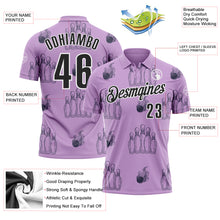 Laden Sie das Bild in den Galerie-Viewer, Custom Light Purple Black-White 3D Bowling Flaming Ball Performance Polo Shirt