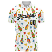 Загрузить изображение в средство просмотра галереи, Custom White Black 3D Bowling Watercolor Performance Polo Shirt