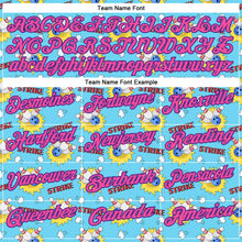 Laden Sie das Bild in den Galerie-Viewer, Custom Sky Blue Pink-Purple 3D Bowling Performance Polo Shirt
