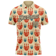 Laden Sie das Bild in den Galerie-Viewer, Custom Cream Black 3D Bowling Performance Polo Shirt