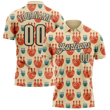 Laden Sie das Bild in den Galerie-Viewer, Custom Cream Black 3D Bowling Performance Polo Shirt