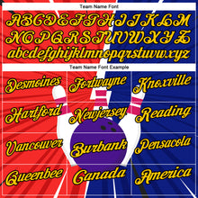 Load image into Gallery viewer, Custom Royal Yellow Red-Black 3D Bowling Performance Polo Shirt