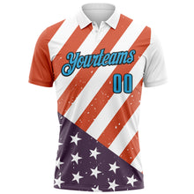 Charger l'image dans la galerie, Custom White Sky Blue-Black 3D Cornhole American Flag Performance Polo Shirt