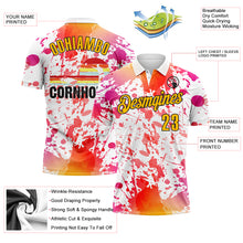 Laden Sie das Bild in den Galerie-Viewer, Custom White Gold-Black 3D Cornhole Splash Performance Polo Shirt