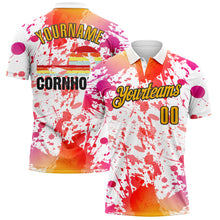 Laden Sie das Bild in den Galerie-Viewer, Custom White Gold-Black 3D Cornhole Splash Performance Polo Shirt