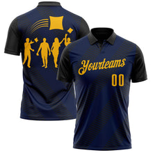 Load image into Gallery viewer, Custom Black Gold 3D Cornhole Performance Polo Shirt