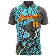 Charger l'image dans la galerie, Custom Steel Gray Yellow-Red 3D Cornhole Fluid Performance Polo Shirt