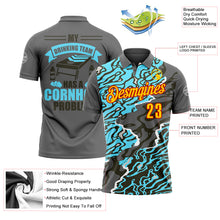 Charger l'image dans la galerie, Custom Steel Gray Yellow-Red 3D Cornhole Fluid Performance Polo Shirt