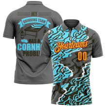 Charger l'image dans la galerie, Custom Steel Gray Yellow-Red 3D Cornhole Fluid Performance Polo Shirt