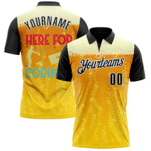 Laden Sie das Bild in den Galerie-Viewer, Custom Yellow Black-White 3D Cornhole Beer Performance Polo Shirt