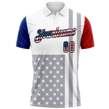 Charger l'image dans la galerie, Custom White USA Flag Red Royal Gray-Black 3D Cornhole American Flag Performance Polo Shirt