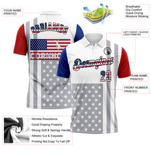 Charger l'image dans la galerie, Custom White USA Flag Red Royal Gray-Black 3D Cornhole American Flag Performance Polo Shirt
