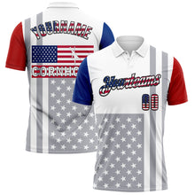 Charger l'image dans la galerie, Custom White USA Flag Red Royal Gray-Black 3D Cornhole American Flag Performance Polo Shirt