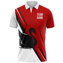 Laden Sie das Bild in den Galerie-Viewer, Custom Red White-Black 3D Pattern Design Animal Swan Performance Polo Shirt