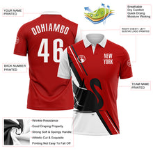 Laden Sie das Bild in den Galerie-Viewer, Custom Red White-Black 3D Pattern Design Animal Swan Performance Polo Shirt